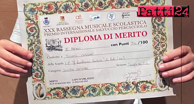 PATTI – Rassegna musicale “Salvuccio Percacciolo”. Alunno dell’I.C. Lombardo Radice al secondo posto come solista alla chitarra