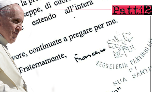 PATTI – Recapitata in Cattedrale una lettera autografa del Santo Padre Francesco