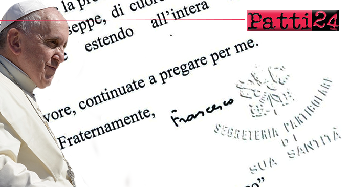 PATTI – Recapitata in Cattedrale una lettera autografa del Santo Padre Francesco